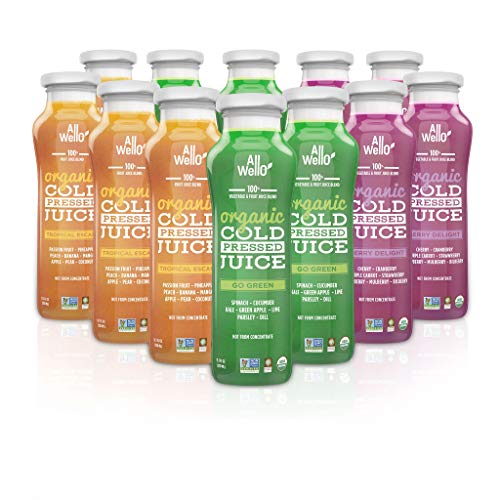 ALLWELLO Mix of Organic Cold Pressed Juice Drinks with Real Frui...