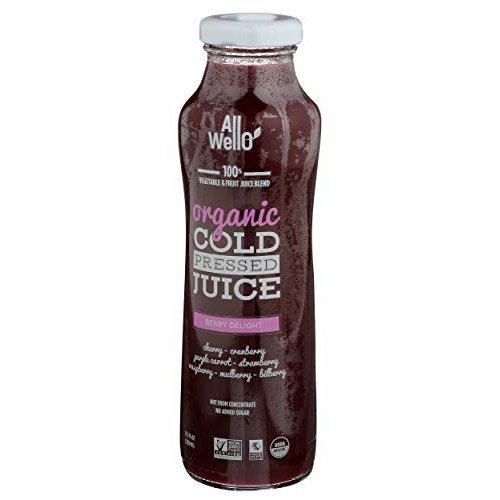 Allwello, Organic Cold Pressed Juice, Berry Delight, 11.1 Fl Oz
