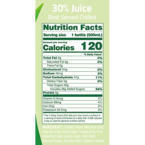 Alo Appeal Aloe Vera Juice Drink, Pomelo + Limon + Pink Grapefru