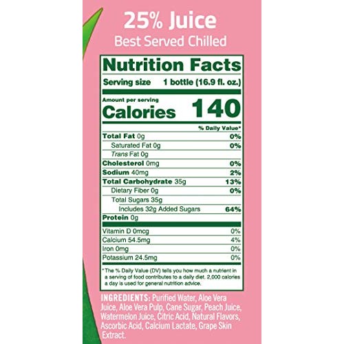 Alo Comfort Aloe Vera Juice Drink, Watermelon + Peach, Pack Of