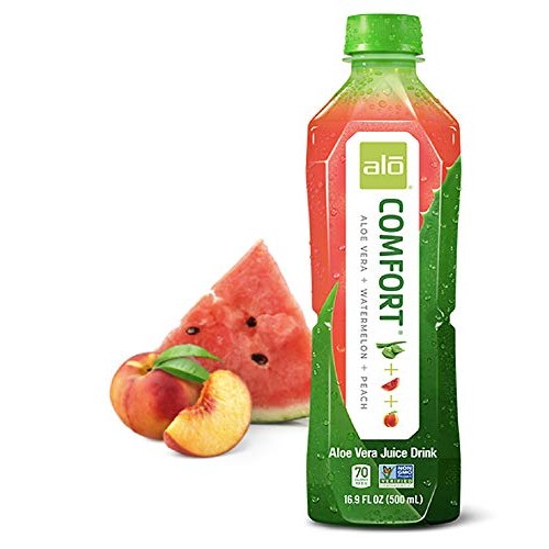 Alo Comfort Aloe Vera Juice Drink, Watermelon + Peach, Pack Of
