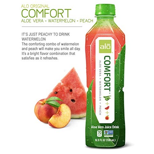 Alo Comfort Watermelon And Peach Aloe Vera Juice Drink, 16.9 Flu