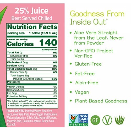 Alo Comfort Watermelon And Peach Aloe Vera Juice Drink, 16.9 Flu