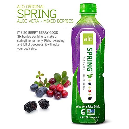 Alo Drink | Alo Spring Aloe Vera Juice Drink | Mixed Berry | 12