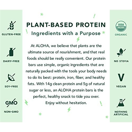 ALOHA Organic Plant Based Protein Bars Peanut Butter Chocolate