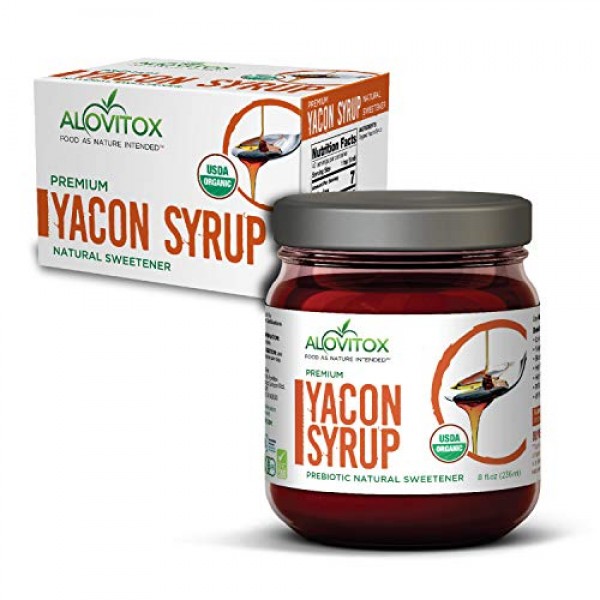100% Pure Yacon Syrup USDA Organic Natural Sweetener Rich in Ant...