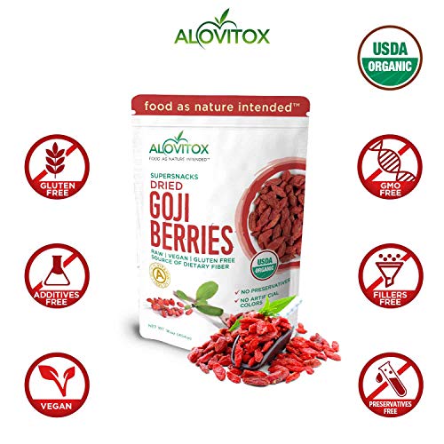 Alovitox Organic Goji Berries 16 Oz | Raw, Vegan, Gluten Free Su