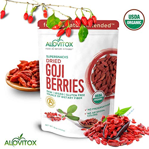 Alovitox Organic Goji Berries 16 Oz | Raw, Vegan, Gluten Free Su