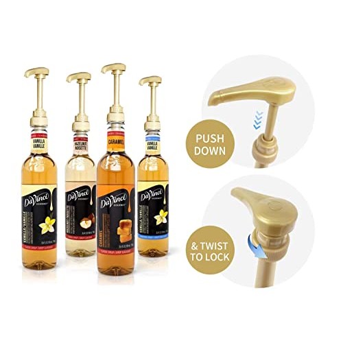 6-Pack Gold AlphaPantry Syrup Pumps for Coffee Syrup Bottle, 750...