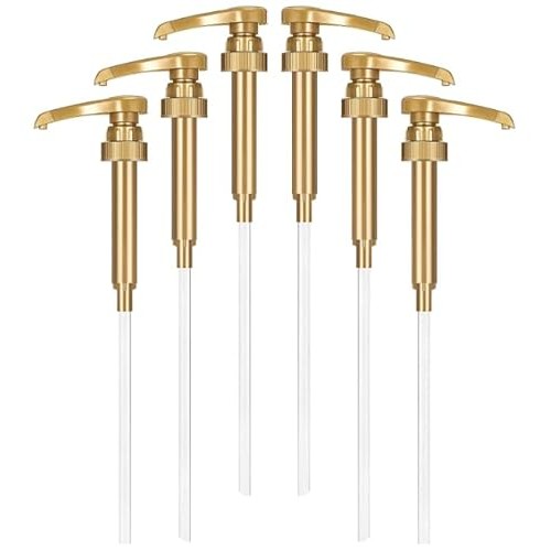 6-Pack Gold AlphaPantry Syrup Pumps for Coffee Syrup Bottle, 750...