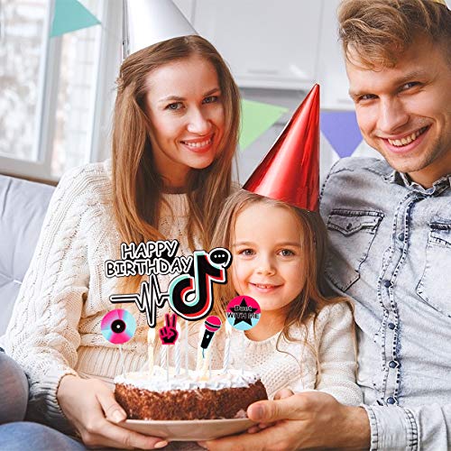 9Pcs Happy Birthday Cake Toppers- Hot Music Themed Celebration B