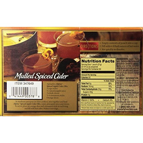 Alpine Spiced Apple Cider Drink Mix, Original, 0.74 Oz, 60 Count