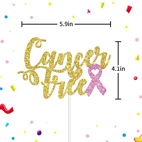 Alswig Cancer Free Cake Topper, Gold Glitter Breast Cancer Survi...