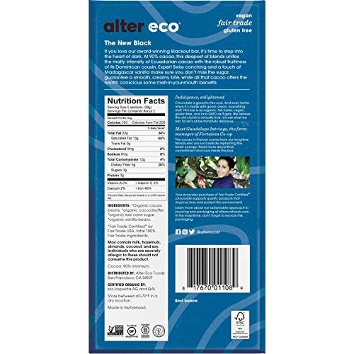 Alter Eco Organic Super Blackout Dark Chocolate Bar, 2.65 Ounce