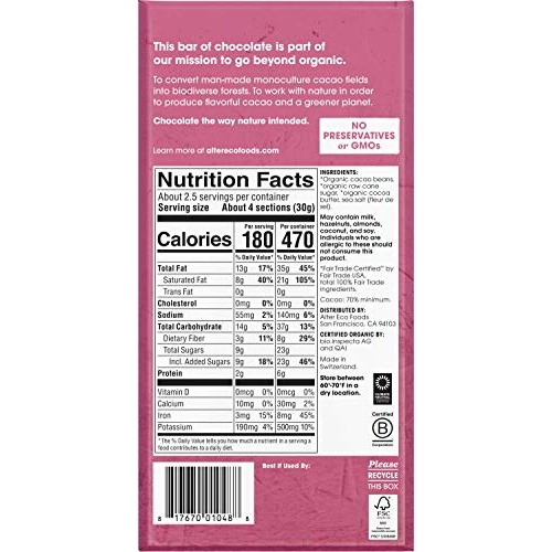 Alter Eco | Single Chocolate Bars | Pure Dark Cocoa, Fair Trade,