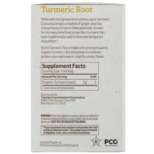 Alvita Organic Turmeric Root Tea, Herbal Organic Turmeric Detoxi...