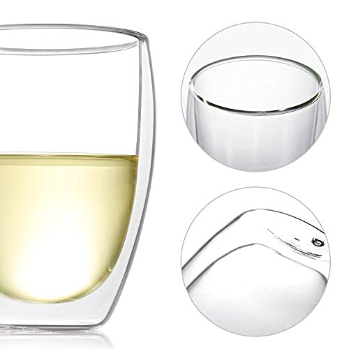 Glass Coffee Mugs Set Of 2, Double Wall Insulated 12 Ounces Tea