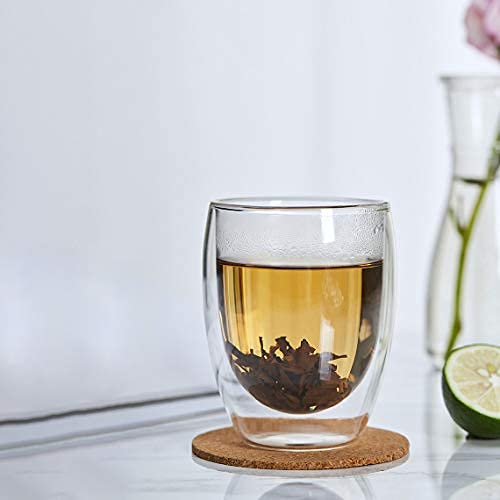 Glass Coffee Mugs Set Of 2, Double Wall Insulated 12 Ounces Tea