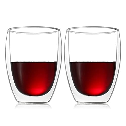 Glass Coffee Mugs Set Of 2, Double Wall Insulated 12 Ounces Tea