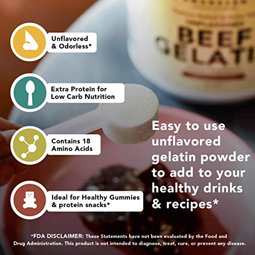 Amandean Grass Fed Beef Gelatin Powder Xl 2.2Lbs | Unflavored