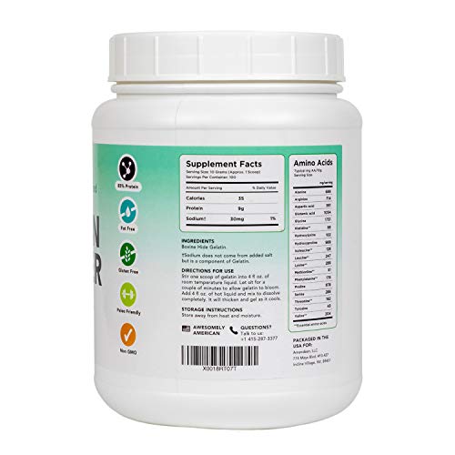 Amandean Grass Fed Beef Gelatin Powder Xl 2.2Lbs | Unflavored