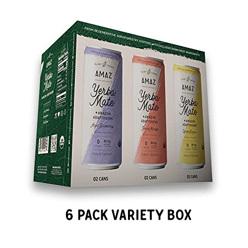 Amaz Organic Sparkling Yerba Mate Tea With Adaptogens For Natura