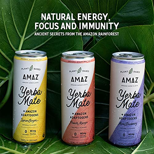 Amaz Organic Sparkling Yerba Mate Tea With Adaptogens For Natura