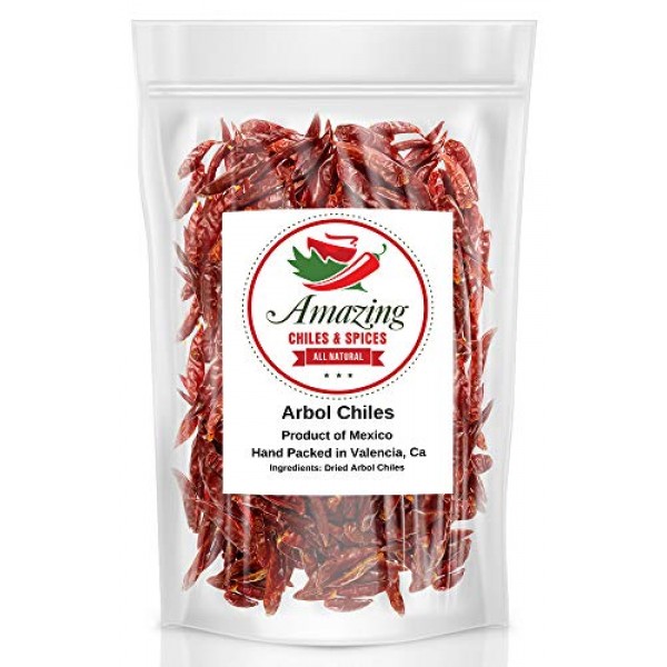 Chile De Arbol 5Oz - Dried Whole Red Chili Peppers, Premium All