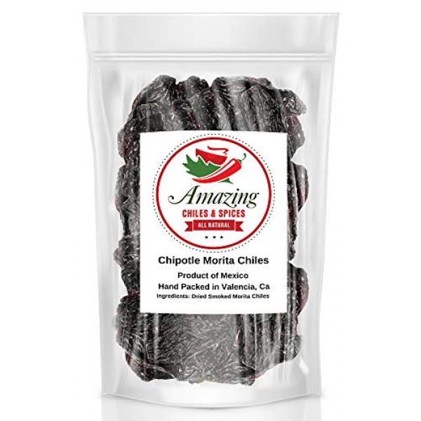 Dried Chipotle Morita Chile Peppers 5 oz – Robust Smokey Flavor,...