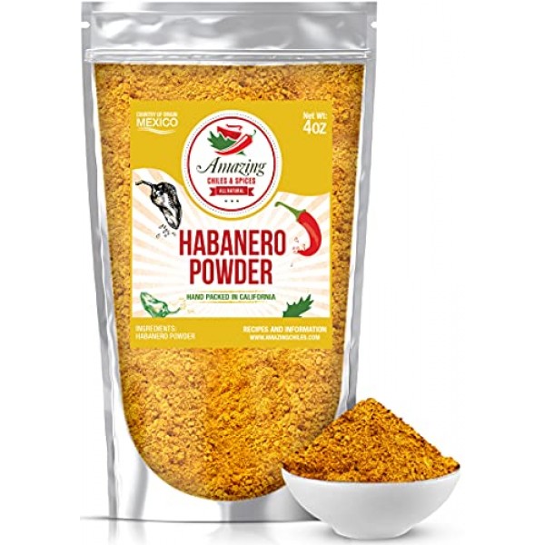 Habanero Chile Powder Ground 4Oz - Natural And Premium. No Salt