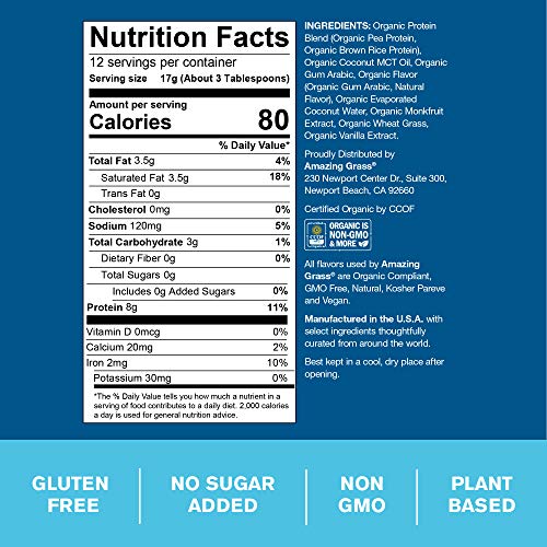 Amazing Grass Amazing Protein Creamer, Plant-Based Protein With