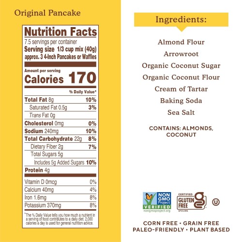 Simple Mills Almond Flour Pancake and Waffle Mix, Original, 1pk, 10.7oz