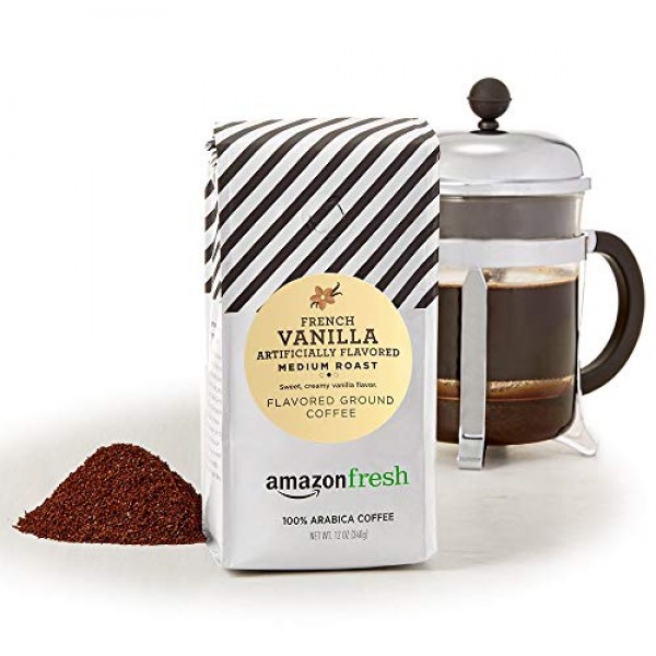 Amazonfresh French Vanilla Flavored Coffee, Ground, Medium Roast