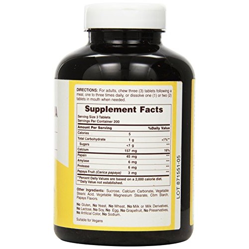 American Health Original Papaya Enzyme Chewable Tablets, 600 Count