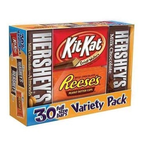 Hersheys Chocolate Full-Size Variety Pack, 30 Ct.