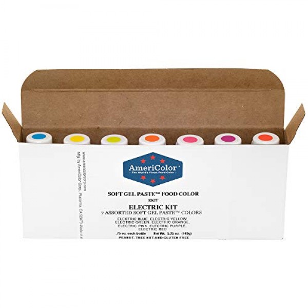 Americolor Food Coloring - Electric Kit - Soft Gel Paste, 7 .75