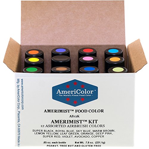 Food Coloring Americolor Amerimist Airbrush Kit, 12 .65 Ounce Bo