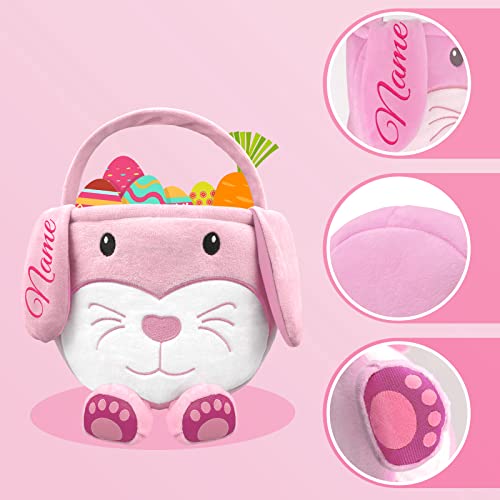 Amidaky Plush Easter Baskets Personalized Bunny Easter Basket fo...