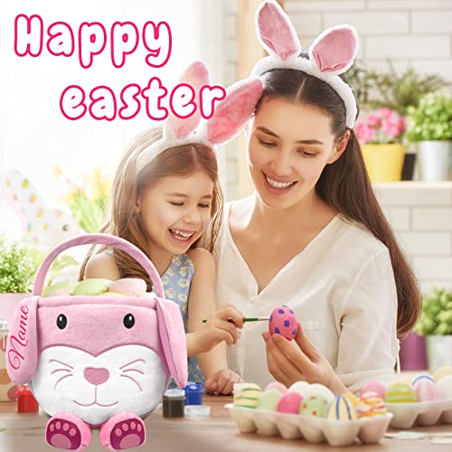 Amidaky Plush Easter Baskets Personalized Bunny Easter Basket fo...