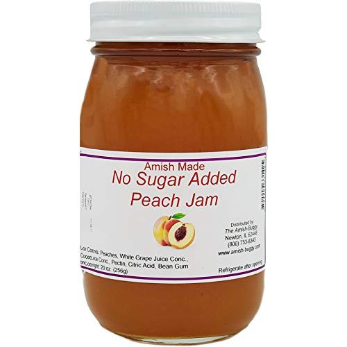 Amish Peach Jam - No Sugar Added - Two 16 Oz Jars