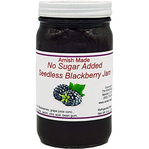 No Sugar Added Seedless Blackberry Amish Jam - 8 Oz Set Of 3 Jars