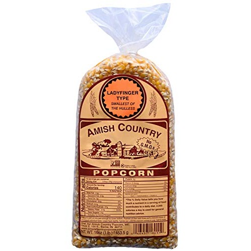Amish Country Popcorn | 1 Lb Bag | Ladyfinger Popcorn Kernels |