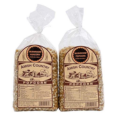 Amish Country Popcorn | 2 - 2 Lb Bags | Mushroom Popcorn Kernels