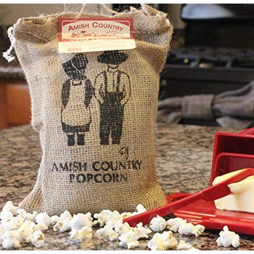 Amish Country Popcorn - 2 Lb Burlap Medium White Kernels - Old F
