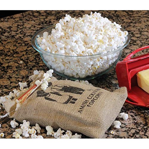 Amish Country Popcorn - 2 Lb Burlap Medium White Kernels - Old F