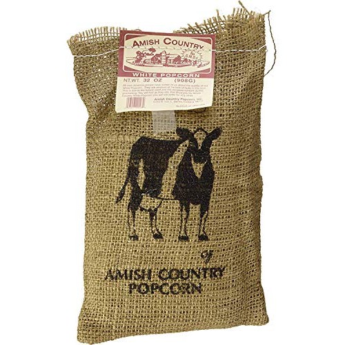 Amish Country Popcorn - 2 Lb Burlap Medium White Kernels - Old F