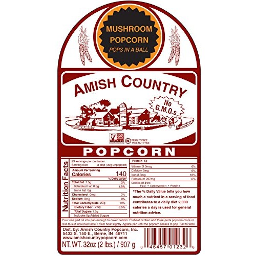 Amish Country Popcorn - 2 Lb Mushroom Kernels - Old Fashioned, N