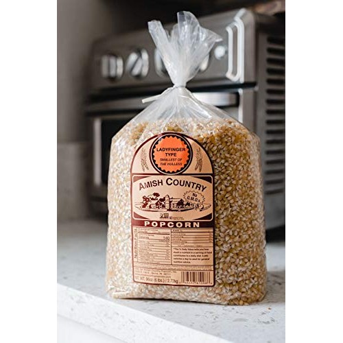 Amish Country Popcorn - 6 Lb Ladyfinger Kernels - Old Fashioned,