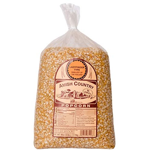 Amish Country Popcorn - 6 Lb Ladyfinger Kernels - Old Fashioned,
