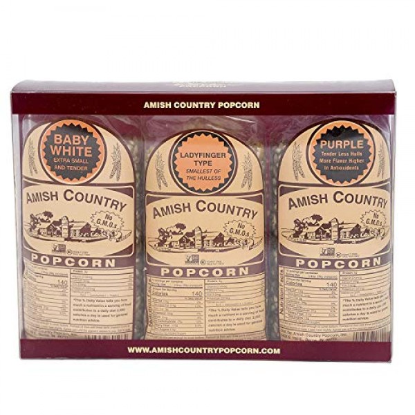 Amish Country Popcorn - Variety Bundles - 3 1 Lb Bags - Baby Wh...